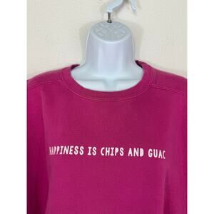 Luciana Pink “Happiness is Chips and Guac” Sweatshirt Size M